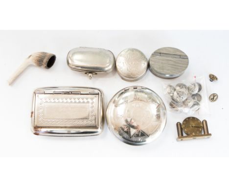 A silver plated double soverign case, a silver plated cigarette case and others, various (8)