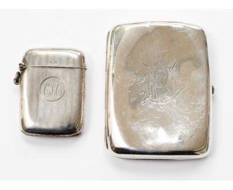 A Sheffield silver hallmarked 1898 cigarette case together with a Birmingham Vesta case, 1919, 2.84ozt approx.