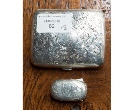 Small Victorian silver Vesta, indistinct date mark, with cigarette case, hallmarked Cooper Bros., Sheffield 1912, combined we