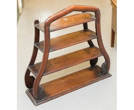 A mid 19th Century mahogany wall shelf, fitted with four shelves, 65cm high, 70cm wide, 18cm deep