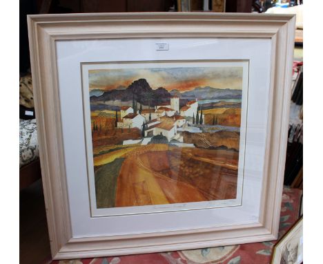 McDonald (XX) 'Mediterranean Village II' signed colour print, No. 464/880, framed 