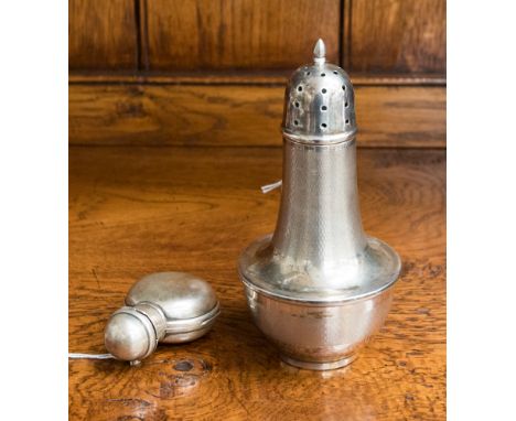 A silver sugar sifter with engine turned design 4.6ozt approx. J.G.L Ltd (Birmingham 1935) together with a silver watch holde