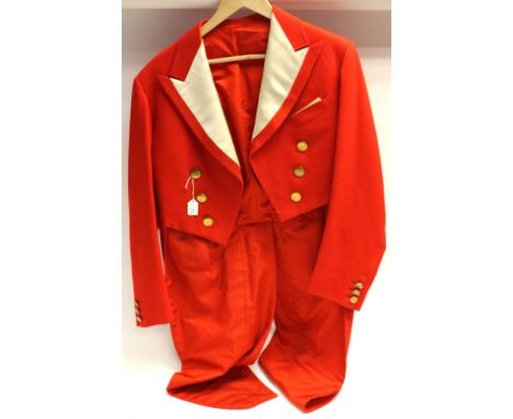 A red hunting tailcoat, A.W.H. initialed buttons