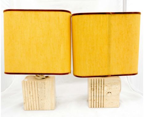 A pair of pale bedrock rectangular lamp bases, modern design and shades (2) 
