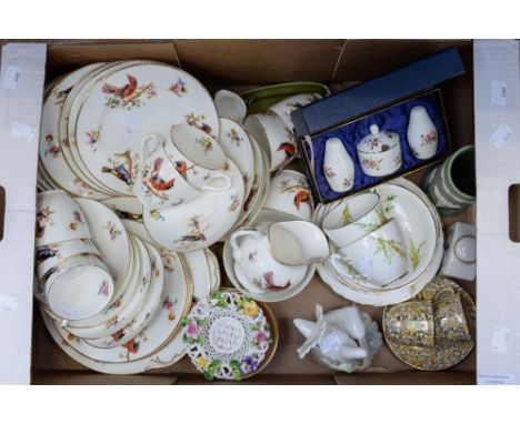 A Royal Doulton tea service 'Tropical Bird' pattern together with Coalport, Wedgwood, etc (1 box)