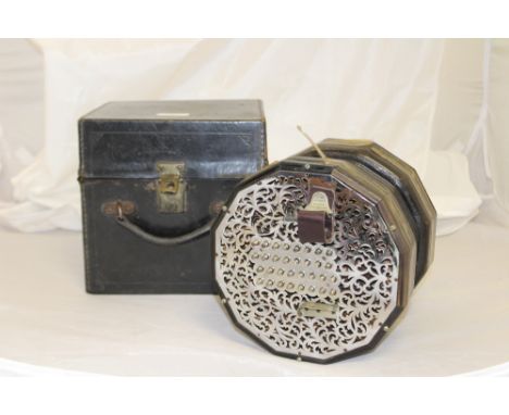 A Lachenal and Co, 64 button tenor/treble Ediophone concertina in C Wheatstone and Co case