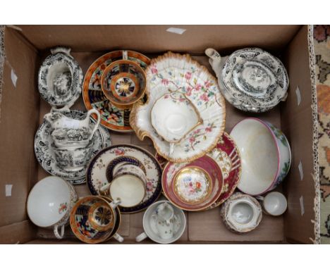 Early 19th Century ceramics to include child's black transfer print tea service, cabinet cups and saucers (some af)