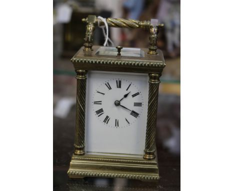 A 19th Century French gilt brass carriage clock, repeater 