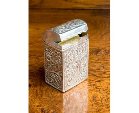 A Chester, repousse playing card case, holds two packs of cards, hallmarked Nathan and Hayes, Chester 1903, 2.8ozt approx. 18