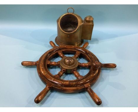 A ships wheel and compass
