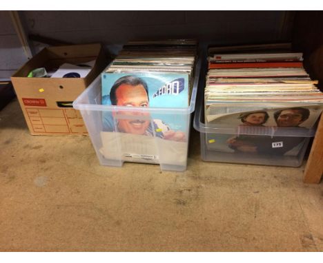 A shelf of assorted vinyl