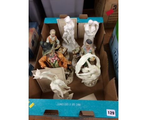 A box of assorted figures, to include Wedgwood and Royal Worcester etc.