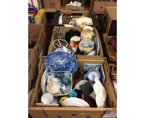 Three boxes of assorted, to include Spode etc.