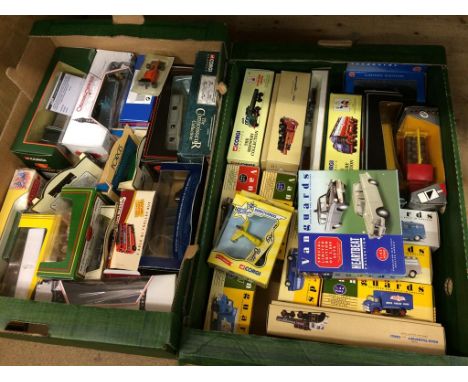 Two boxes of assorted model cars, to include Corgi and Vanguard etc.