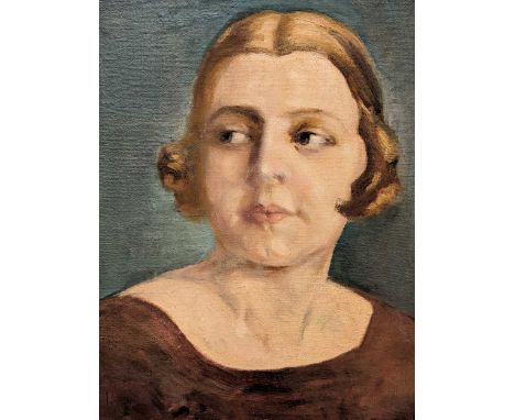 Mid 20th Century European School Portrait of fairheaded lady - Inscribed 'Luzia Lehmann' as a possible identity.Signed,Oil on