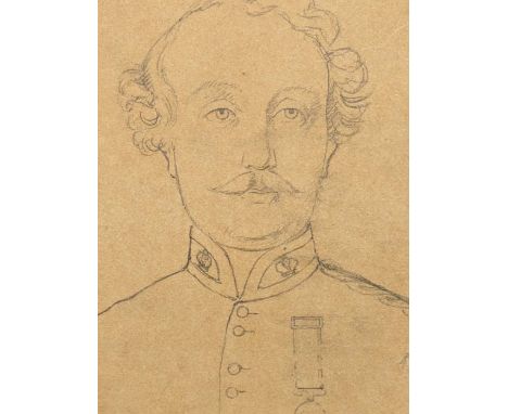 A collection of 19th century pencil portrait drawings of various sitters, some identified, possibly preparatory works for lar