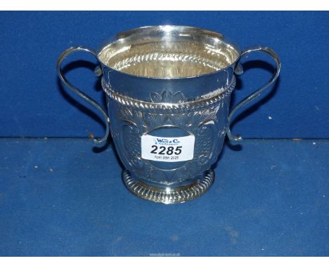 A Silver Loving Cup, London 1911, (Brittannia Standard Silver), maker HF (Harry Freeman), 300 gms, 4 1/2" tall. 