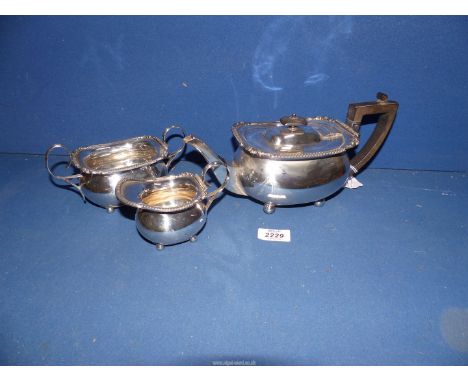 A three piece silver plated Teaset to include: teapot, milk and sugar basin.