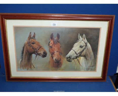 A large Print by Susan Crawford titled "We Three Kings" iconic racehorses "Arkle", "Red Rum" and "Desert Orchid".