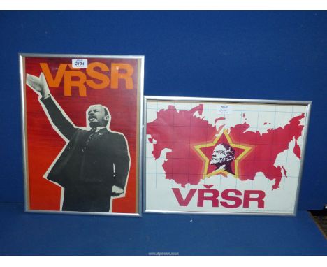 Two Russian framed propaganda Posters 1975.