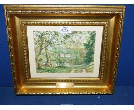 A framed and mounted Lithograph of Haddon Hall, by F Bernard.