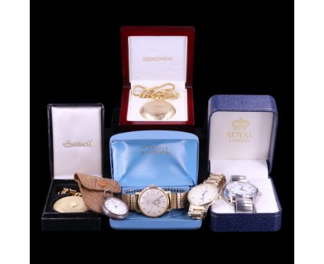 A vintage Rotary GT automatic wristwatch together with a contemporary Rotary, Stratford, Ingersoll, Sekonda and other pocket 