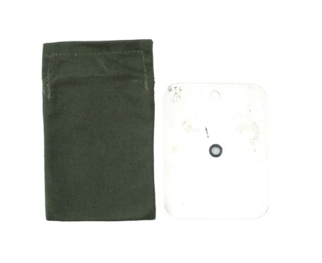 A 1945 British Army tropical issue shaving mirror and jungle green cotton pouch