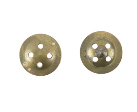 A Second World War British Army escape and evasion pair of brass buttons magnetic compass