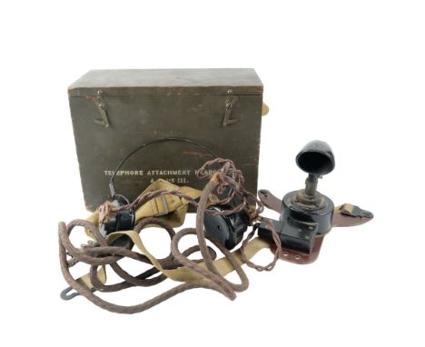 Second World War British army communications headphones and case