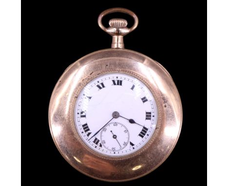 A 1940s gold plated pocket watch, its case back bearing a period-engraved presentation inscription 'To "Skipper" Barton, 1942