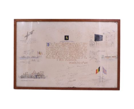 A 1945 Belgian Army award document to Major Matthews MC, Royal Engineers, MC, together with a related framed certificate of a