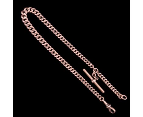 A Victorian 9ct gold graded curb-link watch chain, 35 cm, 37 g