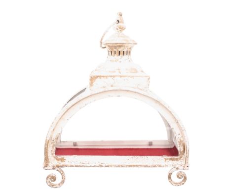 A late 20th Century glazed wrought-iron display case of arched lantern form, 29 x 14 x 35 cm 
