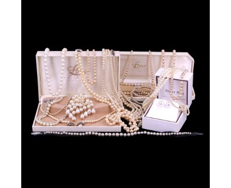 A large quantity of vintage costume pearl jewellery
