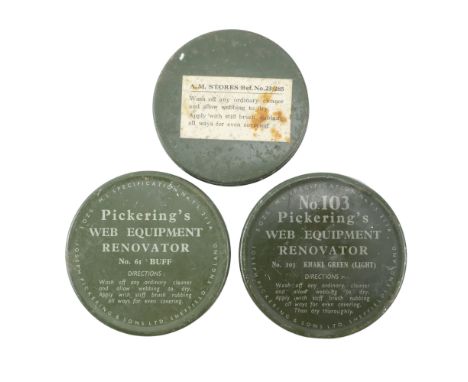 Three tins of British Army / RAF webbing / equipment renovator