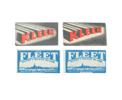 Four various Second World War British military issue escape and evasion safety razor blades, magnetised for use as magnetic c