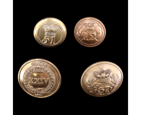 Four Victorian regimentally numbered British Army buttons