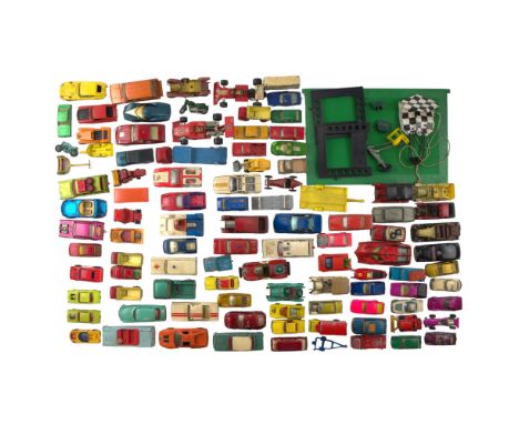 A large quantity of Matchbox, Corgi, Lone Star and other diecast cars and other vehicles, play-worn