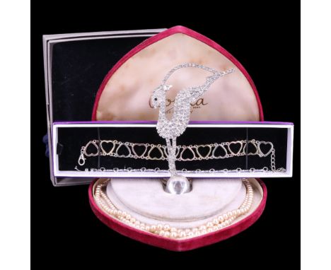 A contemporary Butler &amp; Wilson large paste brooch in the form of a leaping gazelle or similar animal, a three-colour hear