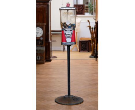 A vintage gumball machine, circa 1970s, (with key), 117 cm 