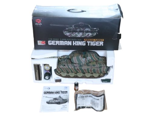 A boxed Heng Long radio controlled scale model German King Tiger (Porsche turret) tank, 1/16 scale