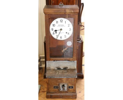 A National Time Recorder Company Limited oak cased clocking-in clock, 99 cm