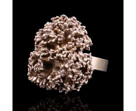 A vintage Danish Flora Danica gilt-white-metal ring designed by Orla Eggert, R/S, [Flora Danica was founded in 1952, producin