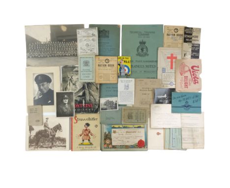 A group of largely military ephemera and other publications including ration books, Airgrams, greetings cards, passes, "The S