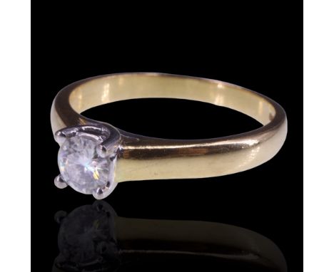 A diamond solitaire ring, the brilliant-cut stone of approx 0.5 cts cathedral-set on an 18 ct gold shank, R, 4.1 g
