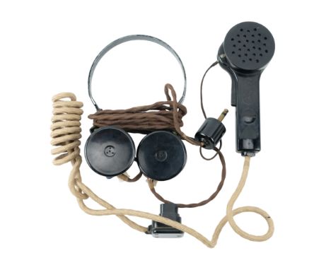 A set of Second World War British Army headphones and a No 4 Microphone for the No 18 Wireless Set