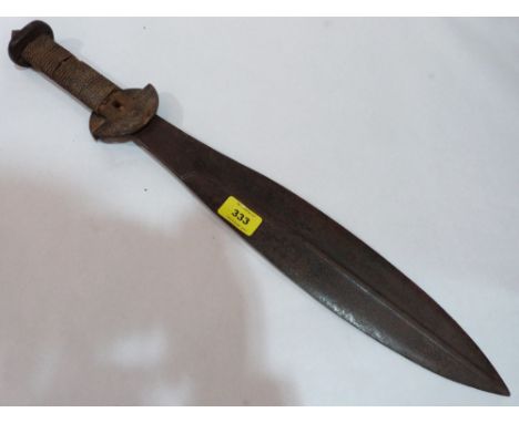 A rare Joubert + Cie Royal Welsh Fusilier's WWI trench raider's sword; 'The Welsh Knife', c.1916, the 17½' leaf shaped blade 