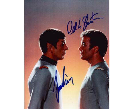 William Shatner and Leonard Nimoy signed 10x8 inch Star Trek colour photo. Good condition. All autographs come with a Certifi