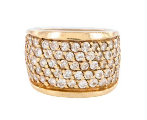 Gorgeous wide band ladies ring for a special occasion or an every day wear in style. Weight 13 grams. Diamond weight 3ct. Siz