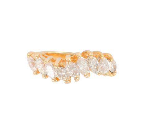 Gorgeous Ladies Ring with 9 Marquise shape diamonds that are F-G color, SI clarity. Total stones weight is 0.75ct. Size 5. Ri